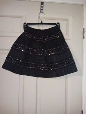 Wildcat Womens Black Sequin Cockrail Skirt Sz S Stretch